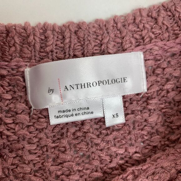 Anthropologie Gwen Textured Knit Tee Womens XS Extra Small Fitted Mid Sleeves - Picture 10 of 13